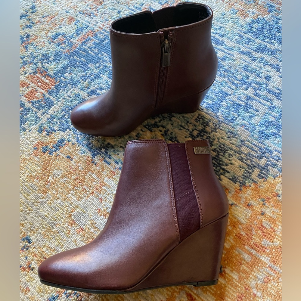 Burgundy Wedge Booties - Picture 2 of 5